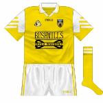 1996-98:
Whiskey manufacturer Bushmills took over sponsorship of both the county teams as O'Neills returned. Sleeve design changed while green trim disappeared.