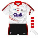 Cork:
In the 1970s, Cork sometimes used black shorts - albeit with red jerseys - for games broadcast on TV to aid viewers with black and white sets. The county hurlers currently use shorts like this as training wear so it would make sense to use them as alternatives.