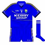 Kerry:
Technically, Kerry have change shorts, but as they are white (with blue, rather than green, trim) they are not noticed. An all-blue look would revive memories of All-Ireland semi-final wins against Offaly, Mayo and Meath in 1980, '81 and '86 respectively.