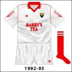 Cork met Down in the 1992 All-Ireland hurling semi-final and the following year's national league quarter-final. In both games a reversal of the home shirt was worn.