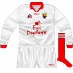 1999:
Having taken over from Ger Cunningham, Cusack first wore this plain white shirt in league games in early '99.