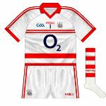2010-11:
Cork launched another new jersey for 2010, and the goalkeeper shirt was a mix of plain white and hoops.