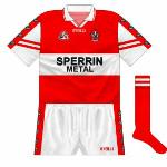 1998:
When Derry played Monaghan in the league in 1998, neither side changed, but a month later the Oak Leaf County played in red for the championship. White shorts were a welcome addition.