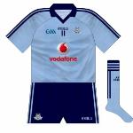 2010-11:
Dublin's long assocation with Arnotts came to an end in late 2009, meaning a new jersey. Vodafone came in as new sponsors, with their logo portrayed in the familiar red and white, which jars slightly with the kit.