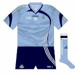 2010:
In the brief interregnum between Arnotts and Vodafone, a blank version of the '09 jersey was used in the O'Byrne Cup.