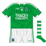 2015-:
Fermanagh followed the lead of a lot of other counties in going with the new O'Neills neck design. Dark green shadow-stripes were another notable feature.