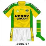 While it did not follow exactly the pattern of the green jersey, this goalkeeper's strip had much of the trappings of the new introduction, in a year when Kerry again beat Mayo in the All-Ireland football final.