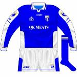 2003:
Laois changed from O'Neills to Azzurri in early 2003, with the most noticeable change to the jersey being the removal of the traditional white hoop from the midriff.