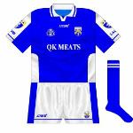 2003:
A change to the Laois crest was made in 2003, and this was first seen on the jerseys against Dublin in the Leinster semi-final. The sleeve crest remained unchanged, however.