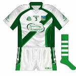 2008-09:
Championship meetings with Meath in 2008 and '09 forced Limerick to wear this unique design, predominantly white with dark and light green trim.