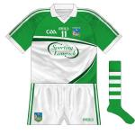 2014-:
Again, when the new green shirt was launched, it was accompanied by two change shirts in the same style. Both made their debuts on the same weekend, the white against Fermanagh in football...