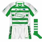 2008:
The goalkeeper's jersey remained hooped for 2008, not too far removed from its predecessor bar the darker shade of green used.