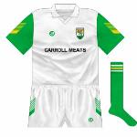 1991:
After beating Wexford, Offaly had to wait six weeks for their Leinster football semi-final with Meath, who had been in a four-game battle with Dublin. Both sides wore change kits, Offaly opting for white with green sleeves.