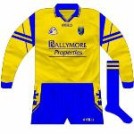 1999-2002:
As with many other counties, Roscommon used a different jersey during the league around the turn of the millennium, featuring long-sleeves and one of O'Neills' stock designs, in this case the pattern known as Tara.