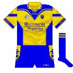 2002-04:
First worn in the 2002 Connacht Championship, as All-Ireland champions Galway gave a big beating to Connacht champions Roscommon. This O'Neills range, Brandon, was worn by numerous club teams around Ireland in the early 2000s.