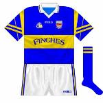 1996:
A slight change, in that the O'Neills wordmark replaced the Guaranteed Irish logo and the older neck was briefly back.