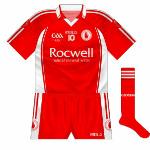 2009:
A rare championship meeting with Kildare, in the All-Ireland quarter-finals, saw Tyrone wearing red in a game where Monaghan were not the opponents.