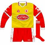 2005:
Another goalkeeping rarity, used against Monaghan in 2005, it had the same sleeves as the red change jersey, but was missing the O'Neills wordmark too.