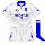 1995:
O'Neills' newer collar style was included, and the Tedcastles logo more regular, for Waterford's only championship outing, a loss to Tipperary.
