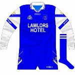 2002:
The Waterford football goalkeeper jersey featured a blue and gold GAA logo rather than the blue and black one.