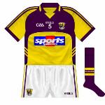 2011: 
As with so many other counties, Wexford began using the O'Neills Sperrin design, which just featured three stripes down the side with the county crest on the right leg.